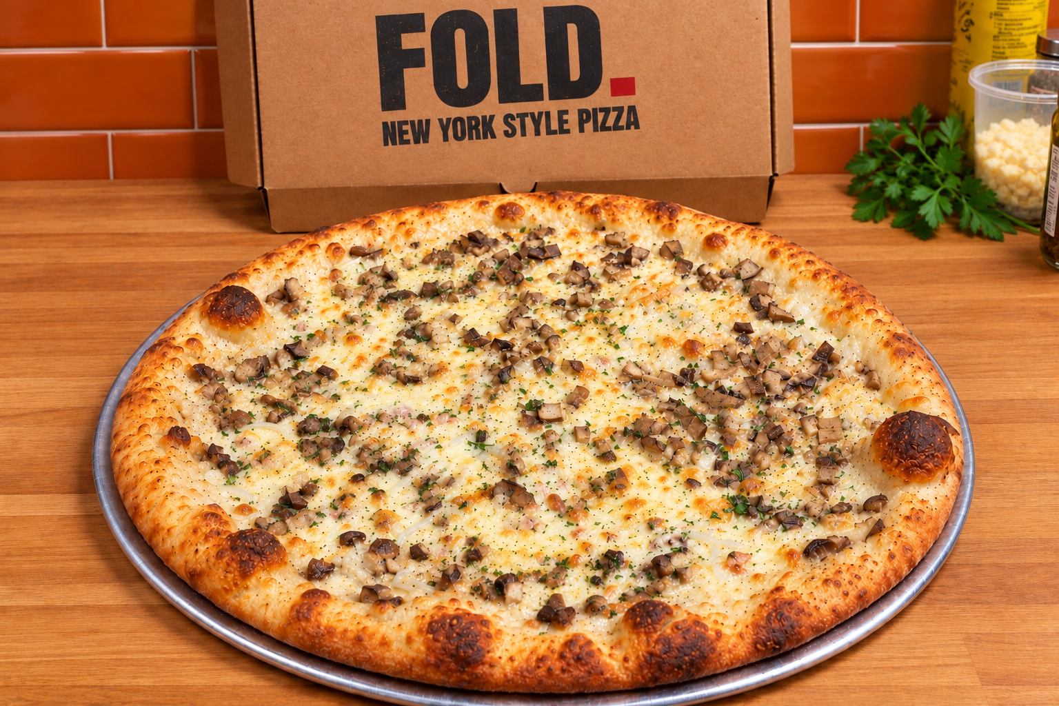 Fold mushroom pizza